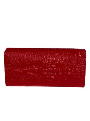 Женский кошелёк-портмоне с фактурой крокодила, цвет красный