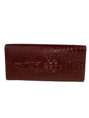 Женский кошелёк-портмоне с фактурой крокодила, цвет кофе