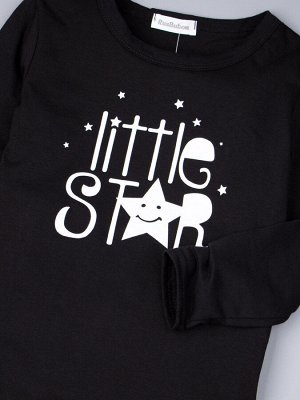 Туника трикотажная для девочки с длинным рукавом, little star, черный