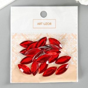 Декор для творчества пластик "Стразы листок. Красный" набор 25 шт 1,8х0,9 см