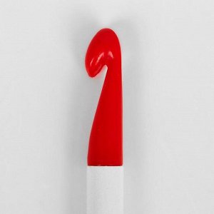 Крючок для вязания, d = 7 мм, 14 см, цвет белый/красный