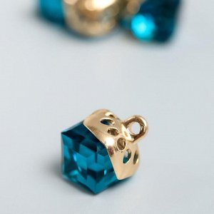 Декор для творчества стекло "Куб-кристалл" сине-зелёный набор 5 шт 0,8х0,8 см