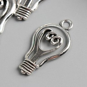 Декор для творчества металл "Лампа Эдисона" серебро 4,6х2,4 см