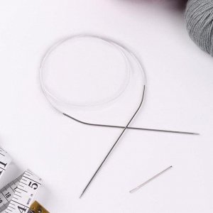 Спицы для вязания, круговые, с пластиковой леской, d = 1,5 мм, 14/80 см, с иглой