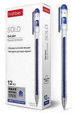 Ручка гелевая &quot;Solo&quot; синяя 0.5 мм трехгран.корпус (058621) Хатбер {Китай}