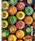 Тетрадь 100л клетка на спирали &quot;Colourful more&quot; обложка с карманом (054480) 18861 Хатбер {Россия}
