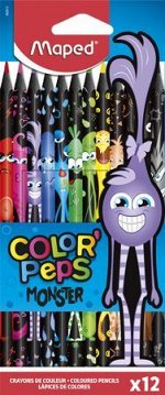 Карандаши пластиковые 12цв трехгранные COLOR&#039;PEPS BLACK MONSTER 862612 Maped {Китай}