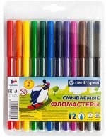 Фломастеры 12цв 7790/12TP &quot;Пингвин&quot; смываемые в блистере Centropen {Чехия}
