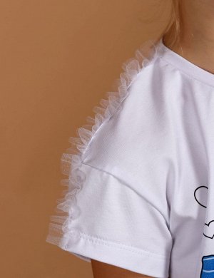 Детская футболка для девочки KETMIN Кеды цв.Белый/синий