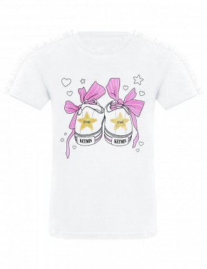 Детская футболка для девочки KETMIN Кеды цв.Белый/розовый