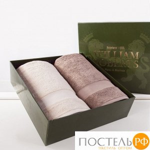 Набор 2 полотенца William Roberts Aberdeen, Traditional Beige (Светло-бежевый) + English Brown (Серо-коричневый/Cеро-бежевый) 70х140 см