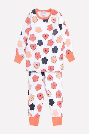 Пижама для девочки Crockid К 1564 цветы и сердечки на белом