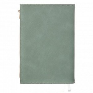 Ежедневник недатированный А5, 160 листов Arcadia, обложка искусственная замша/лакированная кожа, 2 ляссе, блок 70 г/м2, серо-зеленый
