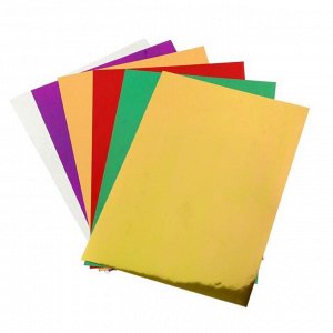 Фольга цветная самоклеящаяся А4, 7 листов, 7 цветов "Цветные ромбы", 200 г/м2