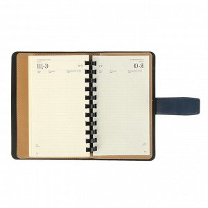 Ежедневник недатированный А5+, 192 листа на гребне Sienna, искусственная кожа, сменный блок, синий
