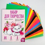 Набор «Мари» А4: 8 л. цв. одност. мел. картона 240 г/м2 и 8 л. цв. двуст. бумаги 48 г/м2 , Коты Аристократы