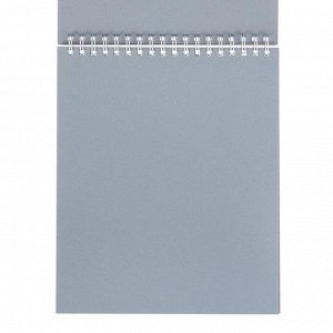 Скетчбук А5, 30 листов на гребне "Серый мрамор", обложка мелованный картон, тиснение фольгой, выборочный УФ-лак, тонированный блок серый 120 г/м2