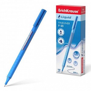 Ручка капиллярная ErichKrause "Liquid F-20", чернила синие 47969