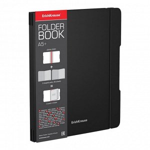Тетради А5+, 2 х 48 листов в клетку ErichKrause "FolderBook", в пластиковой папке, на резинках, блок офсет, белизна 100%, чёрная