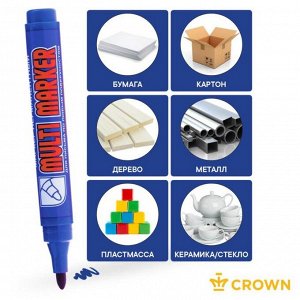 Маркер перманентный 3.0 мм Crown MULTI MARKER синий