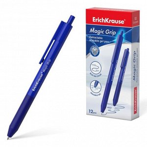 Ручка гелевая автоматическая стираемая ErichKrause "ErgoLine" Magic, узел 0.5 мм, чернила синие, эргономичная с держателем, корпус "Soft-touch"