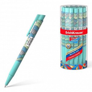 Ручка шариковая автоматическая ErichKrause ColorTouch Emerald Wave, узел 0.7 мм, тонкое письмо, корпус Soft Touch, корпус с дизайном, чернила синие