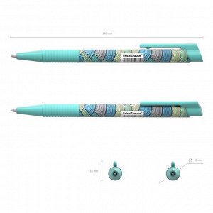 Ручка шариковая автоматическая ErichKrause ColorTouch Emerald Wave, узел 0.7 мм, тонкое письмо, корпус Soft Touch, корпус с дизайном, чернила синие