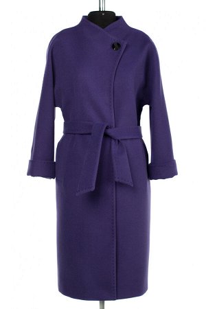 01-10269 Пальто женское демисезонное (пояс) Кашемир фиолетовый