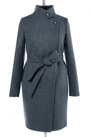 01-10258 Пальто женское демисезонное (пояс) валяная шерсть серо-голубой