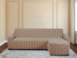 Чехол на угловой диван (правый угол) оттоманка Henrietta цвет: светло-бежевый (240 см)