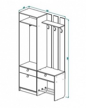 Прихожая ПР-7 ЛДСП (без зеркала) (2100*1200*400)                                                        Дуб молочный/Ясень Шимо Темный/корпус Ясень Шимо Темный