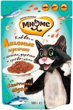 Мнямс Рыбные кусочки для кошек с лососем, креветками и форелью &quot;Рыбный фестиваль&quot; 85г
