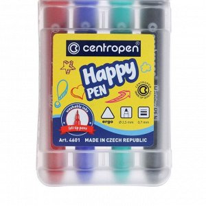 Фломастеры 4 цвета Centropen 4601/4 HAPPY PEN, 0,7 мм, пластиковая упаковка, европодвес