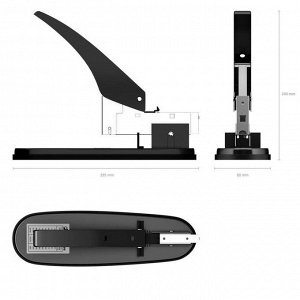Степлер мощный ErichKrause, скобы: №24/6, 23/6, 23/8, 23/10, 23/13, 23/15, 23/17, 23/20, 23/23, до 210 листов, вмещает до 100 скоб, глубина закладки бумаги до 76 мм, чёрный