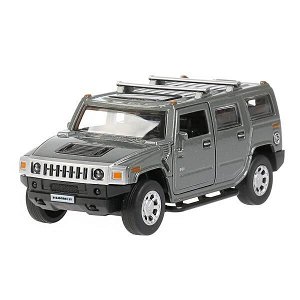 HUM2-12-GY Машина металл "hummer h2" 12см, открыв. двери, инерц., темно-серый в кор. Технопарк в кор.2*36шт