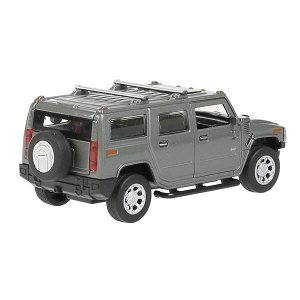 HUM2-12-GY Машина металл HUMMER "hummer h2", дл12см,откр дв,багаж,инерц,темн-сер,в кор Технопарк в кор.2*36шт