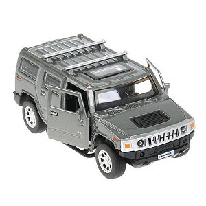 HUM2-12-GY Машина металл HUMMER "hummer h2", дл12см,откр дв,багаж,инерц,темн-сер,в кор Технопарк в кор.2*36шт