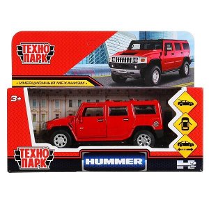 HUM2-12-RD Машина металл "hummer h2" 12см, открыв. двери, инерц., красный в кор. Технопарк в кор.2*36шт