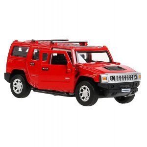 HUM2-12-RD Машина металл "hummer h2" 12см, открыв. двери, инерц., красный в кор. Технопарк в кор.2*36шт