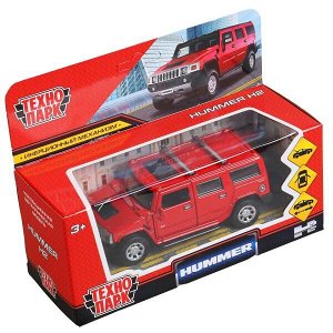 HUM2-12-RD Машина металл "hummer h2" 12см, открыв. двери, инерц., красный в кор. Технопарк в кор.2*36шт