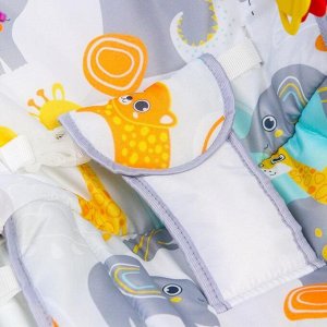 Шезлонг - качалка для новорождённых «Веселые зверята», игровая дуга, игрушки МИКС