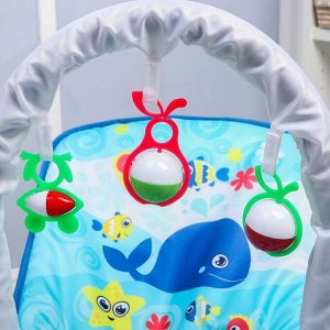 Шезлонг-качалка для новорождённых «Морское приключение», игровая дуга, съёмные игрушки МИКС