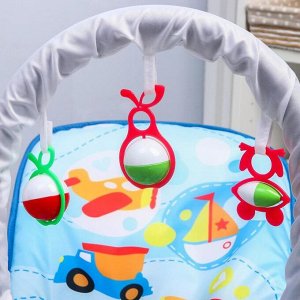 Шезлонг-качалка для новорождённых «Транспорт», игровая дуга, съёмные игрушки МИКС