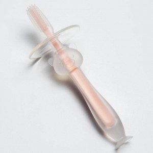 Зубная щётка детская, силиконовая с ограничителем, от 3 мес., цвет розовый