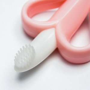 Детская зубная щетка, прорезыватель - массажер, прорезыватель «Банан», силикон, с ограничителем, от 3 мес., цвет розовый