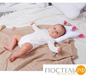Подушка детская анатомическая Крошка Я «Корона» 32х25 см, цвет белый/розовый