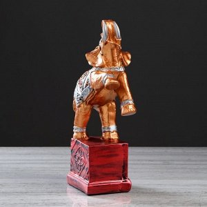 Статуэтка "Слон на кубе" бронзовый цвет, 31 см