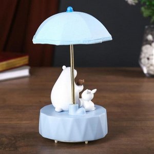 Сувенир полистоун свет, музыка "Белый мишка с зайкой под зонтиком" МИКС 21х12х12 см