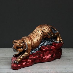 Статуэтка "Тигр на камнях" бронзовый цвет