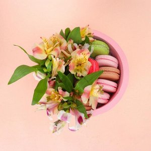 Пенобокс 16*16*10 см кашпо для цветов и подарков "Круг", розовый